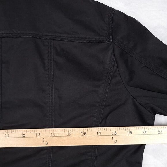 Chicos Field Coat Womens 1 Small Black Metal Twist Closure Flip Cuff Utility - Picture 13 of 16